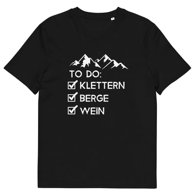 To Do Liste - Klettern, Berge, Wein - - Unisex Organic Cotton T-Shirt | Stanley/Stella STTU755 klettern xxx yyy zzz Black