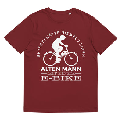 Alter Mann Mit Einem E-Bike - Herren Premium Organic T-Shirt e-bike Weinrot