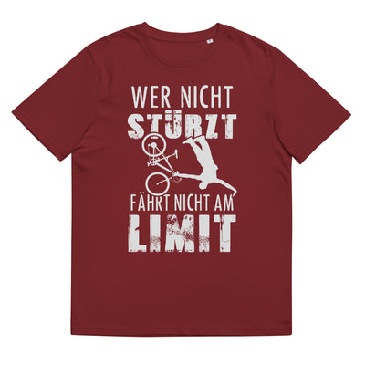 Wer Nicht Stürzt - Fährt Nicht Am Limit - Herren Premium Organic T-Shirt mountainbike Weinrot
