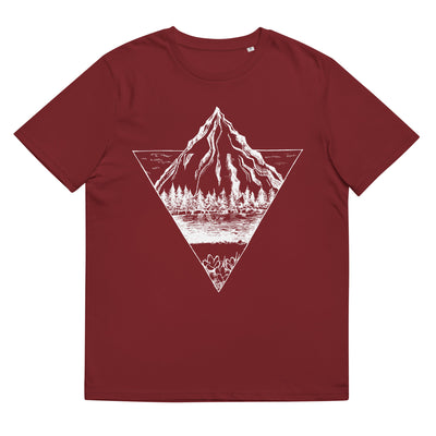 Berg - Geometrisch - Herren Premium Organic T-Shirt berge wandern Weinrot