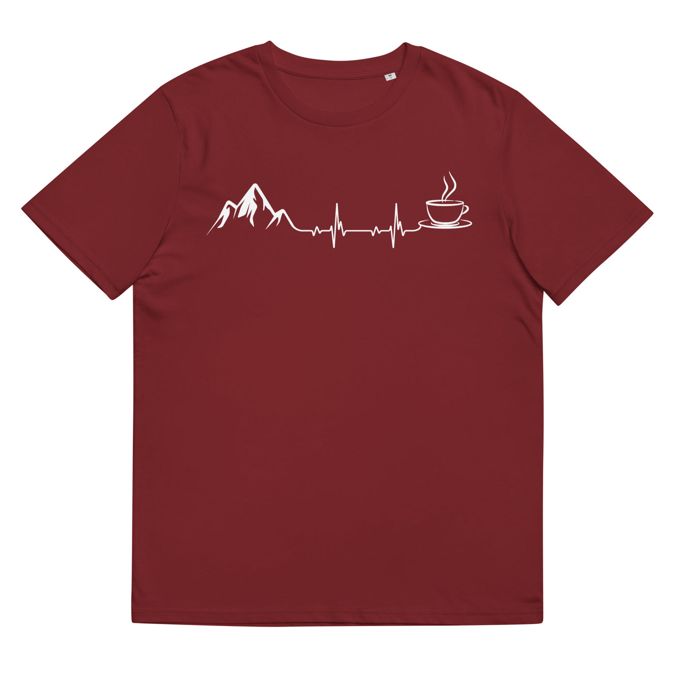 Herzschlag - Berge Und Kaffee - Herren Premium Organic T-Shirt berge wandern Weinrot