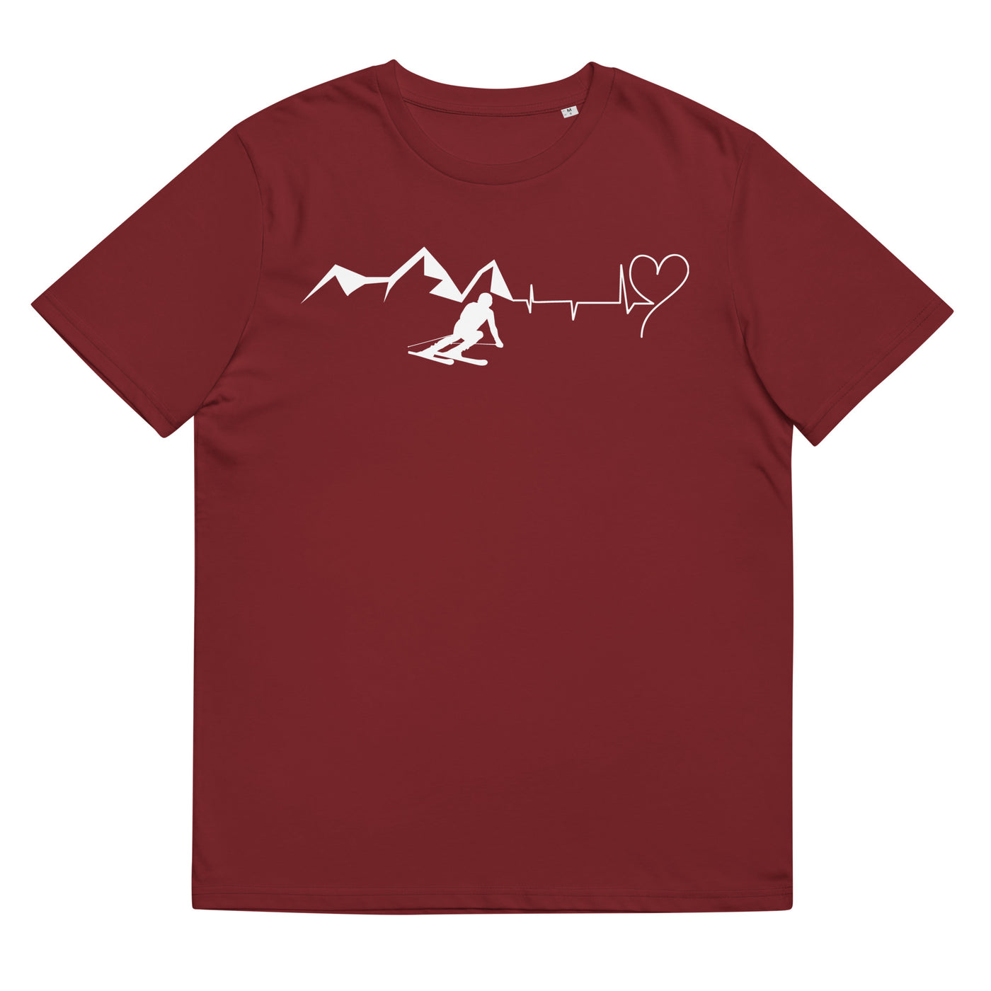 Heart - Heartbeat - Mountain - Skiing - Herren Premium Organic T-Shirt ski Weinrot