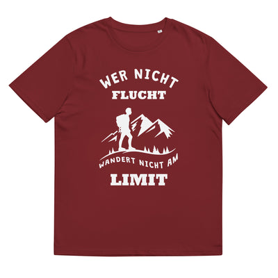 Wer Nicht Flucht Wandert Nicht Am Limit - Herren Premium Organic T-Shirt berge Weinrot