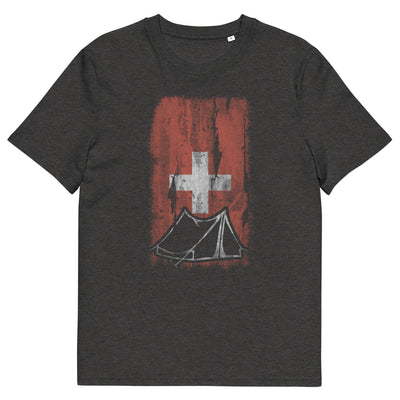 Schweizer Flagge 1 und Camping - Herren Premium Organic T-Shirt camping xxx yyy zzz Dark Heather Grey