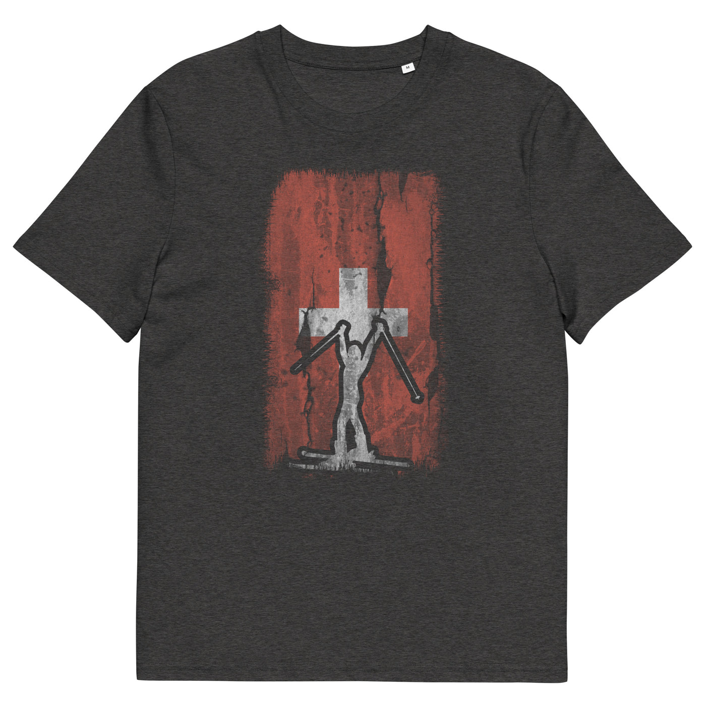 Schweizer Flagge 1 und Skifahren - Herren Premium Organic T-Shirt klettern ski xxx yyy zzz Dark Heather Grey