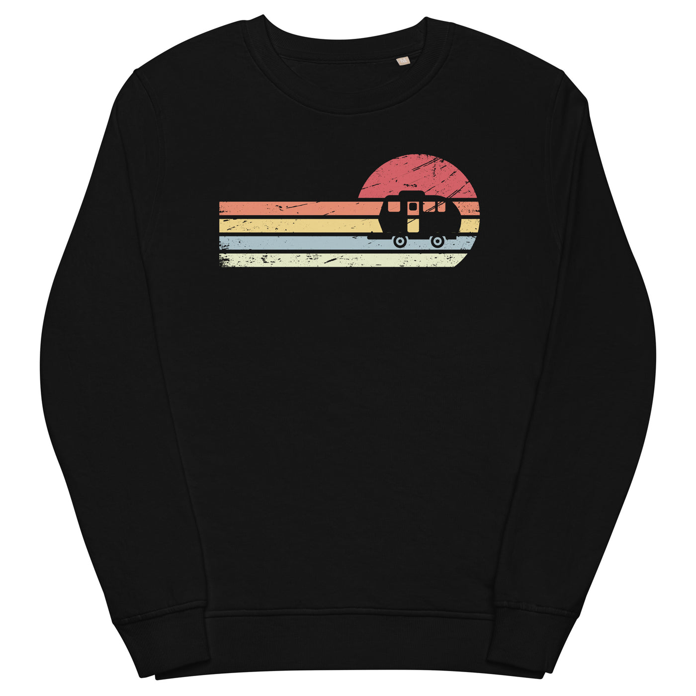 Sonne und Retro Linies - Camping Caravan - (C) - Unisex Organic Sweatshirt | SOL'S 03574 xxx yyy zzz Black