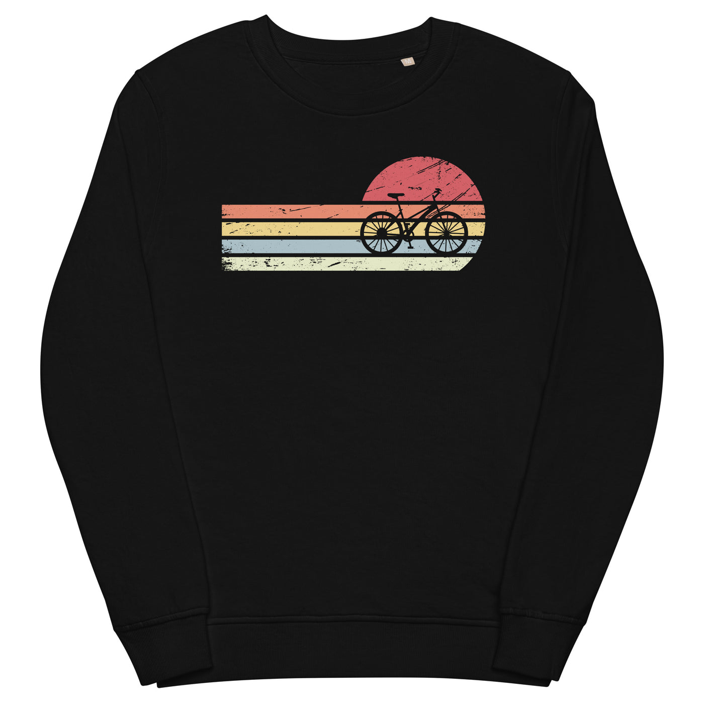 Sonne und Retro Linies - Radfahren - (F) - Unisex Organic Sweatshirt | SOL'S 03574 xxx yyy zzz Black