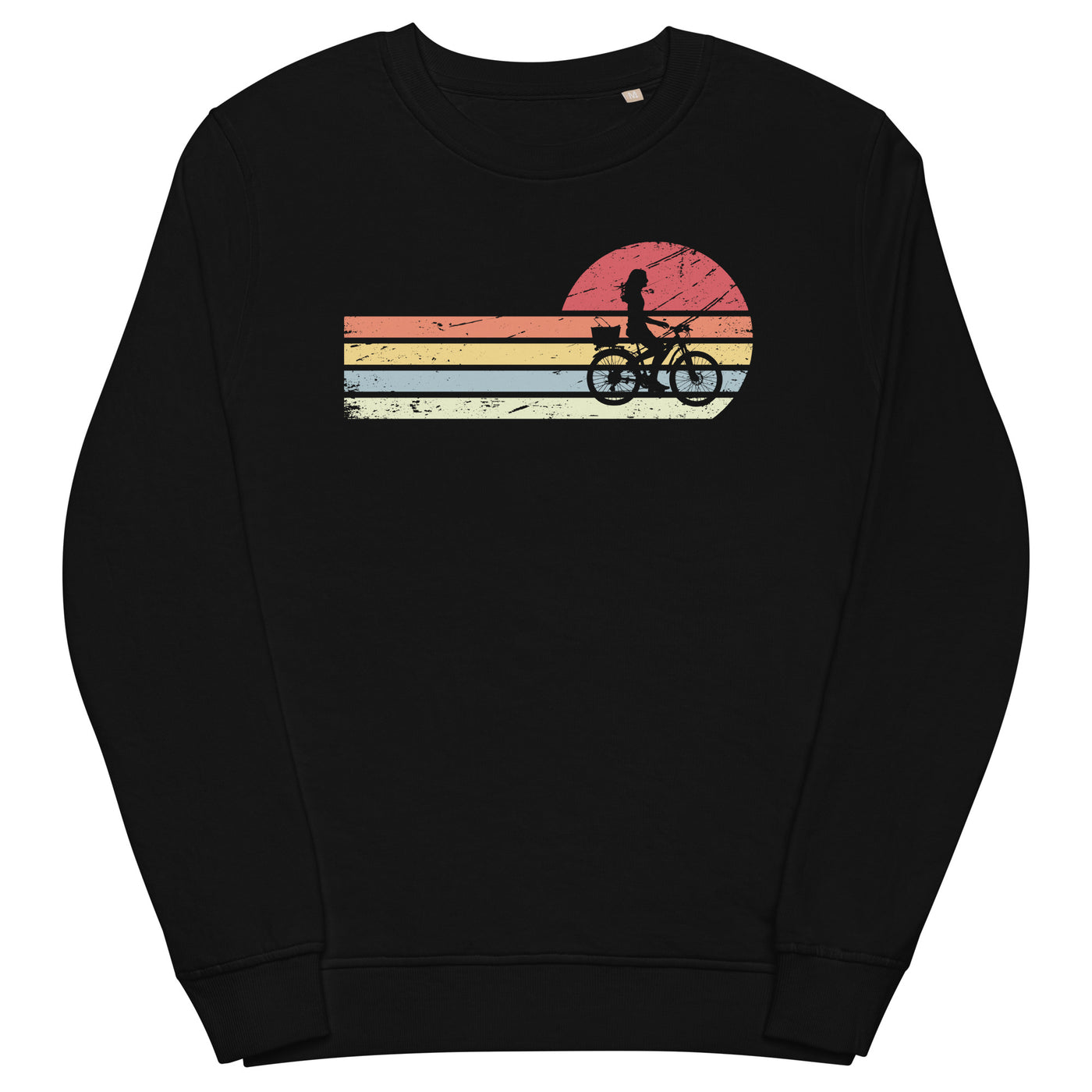 Sonne_und_Retro_Linies_-_Frau_Radfahren_-_(F) - Unisex Organic Sweatshirt | SOL'S 03574 xxx yyy zzz Black