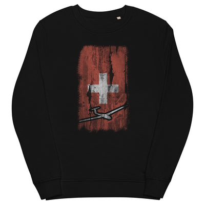 Schweizer Flagge und Segelflugzeug - Unisex Premium Organic Sweatshirt berge xxx yyy zzz Black