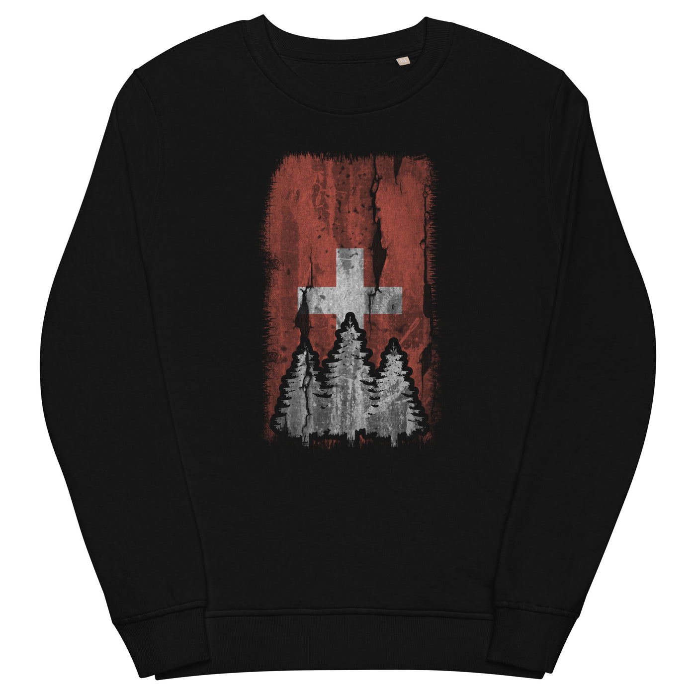 Schweizer Flagge und Baum - Unisex Premium Organic Sweatshirt camping xxx yyy zzz Black