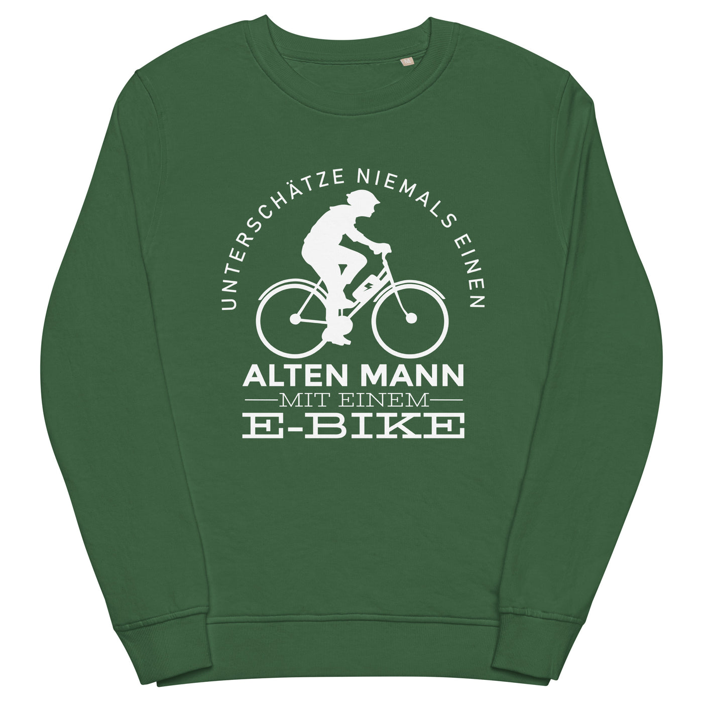 Alter Mann mit einem E-Bike - Unisex Premium Organic Sweatshirt e-bike Bottle Green