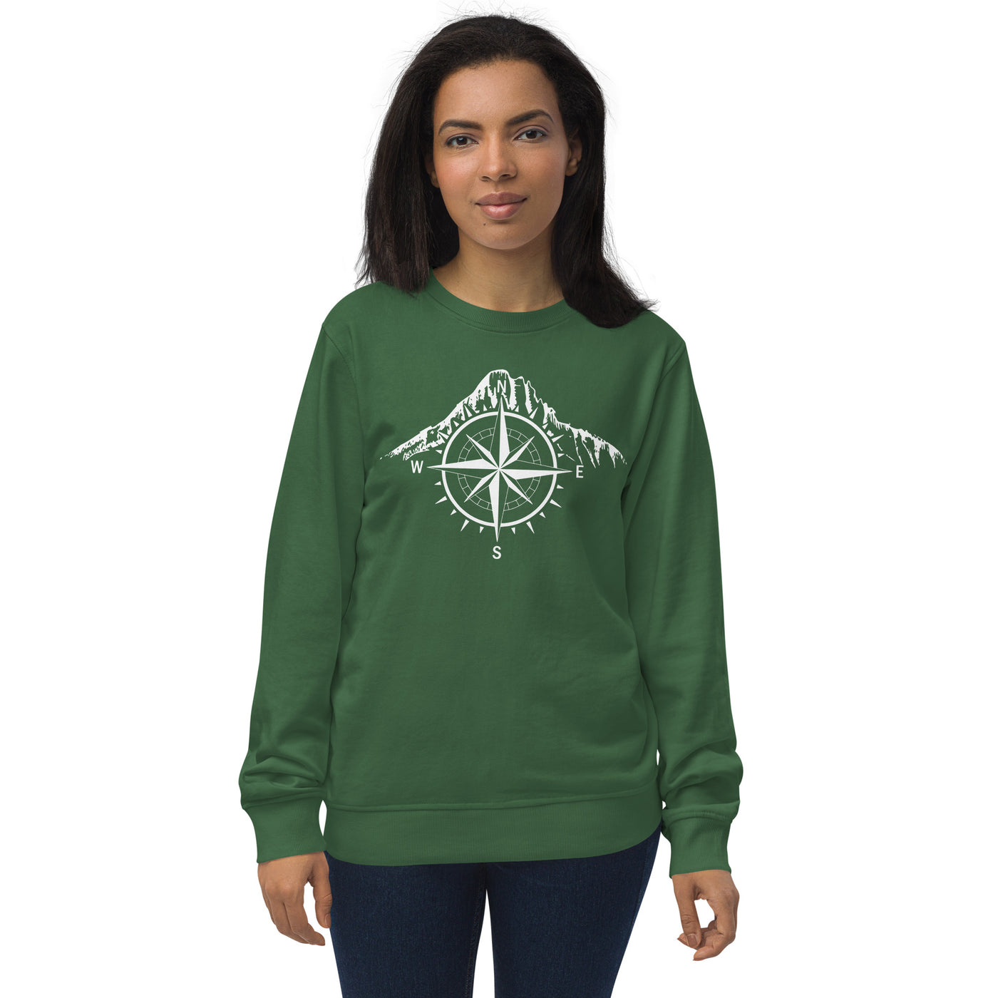 Compass - Mountain - Unisex Premium Organic Sweatshirt berge Bottle Green