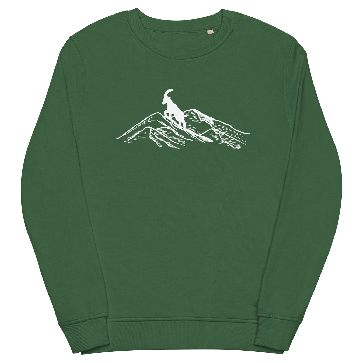 Alpensteinbock auf Berg - Unisex Premium Organic Sweatshirt berge klettern wandern Bottle Green