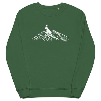 Alpensteinbock auf Berg - Unisex Premium Organic Sweatshirt berge klettern wandern Bottle Green