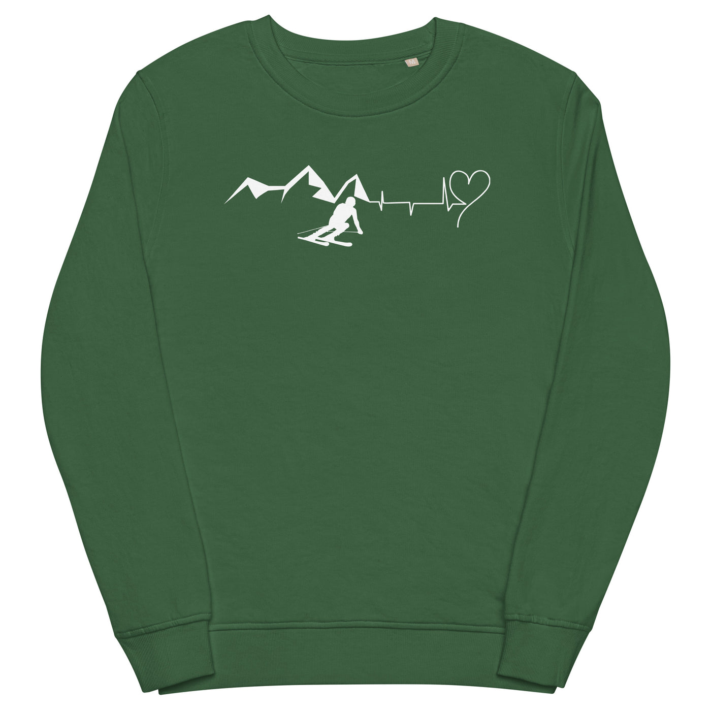 Heart - Heartbeat - Mountain - Skiing - Unisex Premium Organic Sweatshirt ski Bottle Green