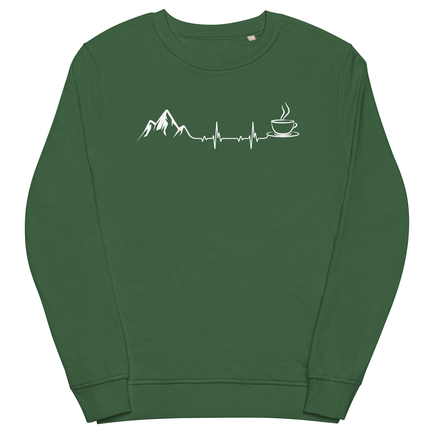 Herzschlag - Berge und Kaffee - Unisex Premium Organic Sweatshirt berge wandern Bottle Green
