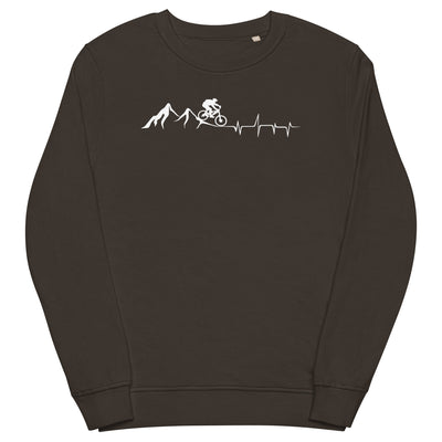 Berge - Herzschlag - Mountainbiking - (M) - Unisex Premium Organic Sweatshirt xxx yyy zzz Deep Charcoal Grey