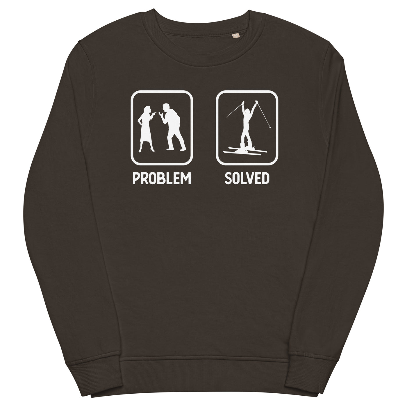 Problem Solved - Frau Skifahren - Unisex Premium Organic Sweatshirt klettern ski xxx yyy zzz Deep Charcoal Grey
