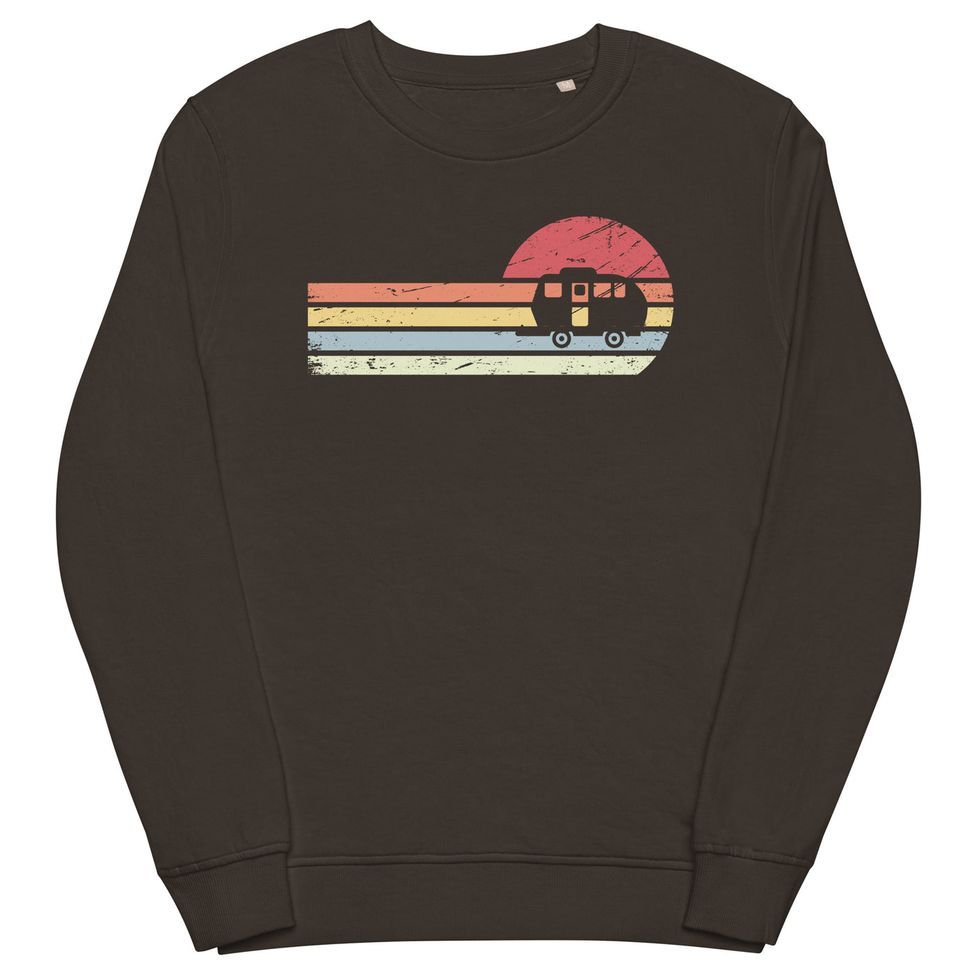 Sonne und Retro Linies - Camping Caravan - Unisex Premium Organic Sweatshirt camping xxx yyy zzz Deep Charcoal Grey