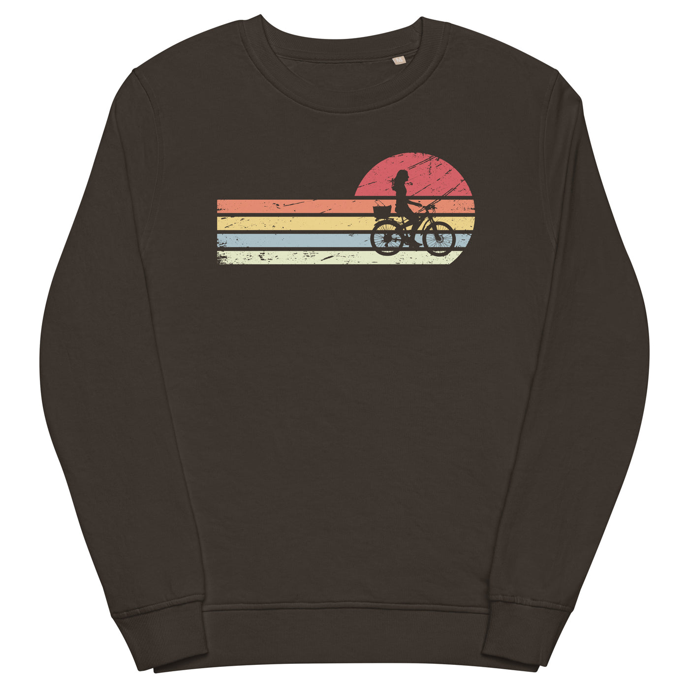 Sonne_und_Retro_Linies_-_Frau_Radfahren_-_(F) - Unisex Organic Sweatshirt | SOL'S 03574 xxx yyy zzz Deep Charcoal Grey