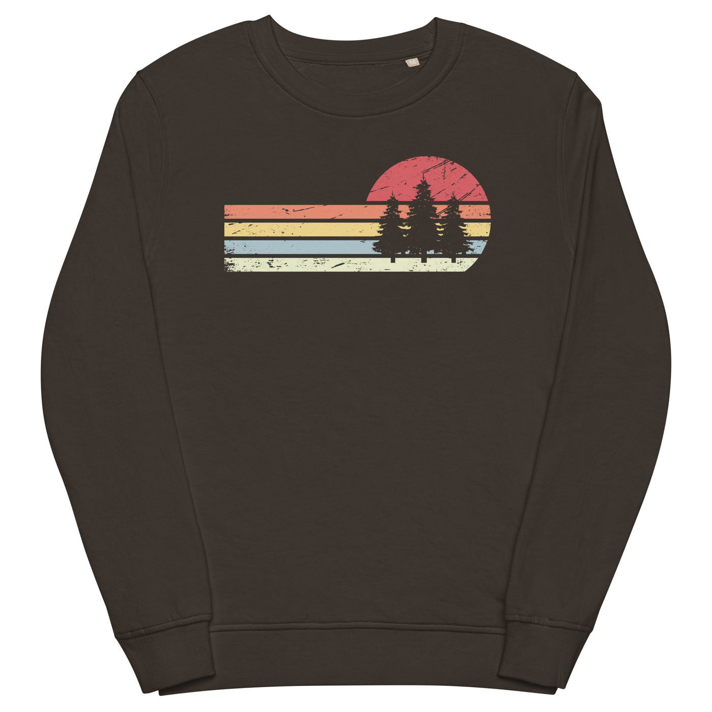 Sonne und Retro Linies - Bäume - Unisex Premium Organic Sweatshirt camping xxx yyy zzz Deep Charcoal Grey