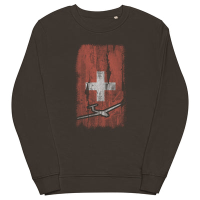 Schweizer Flagge und Segelflugzeug - Unisex Premium Organic Sweatshirt berge xxx yyy zzz Deep Charcoal Grey