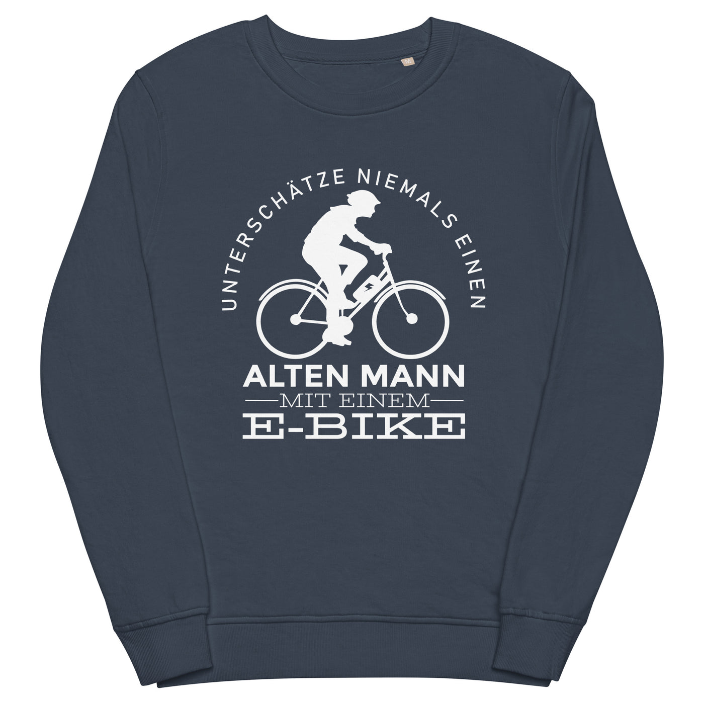 Alter Mann mit einem E-Bike - Unisex Premium Organic Sweatshirt e-bike Navyblau