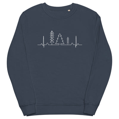 Herzschlag Wald - Unisex Premium Organic Sweatshirt camping wandern Navyblau