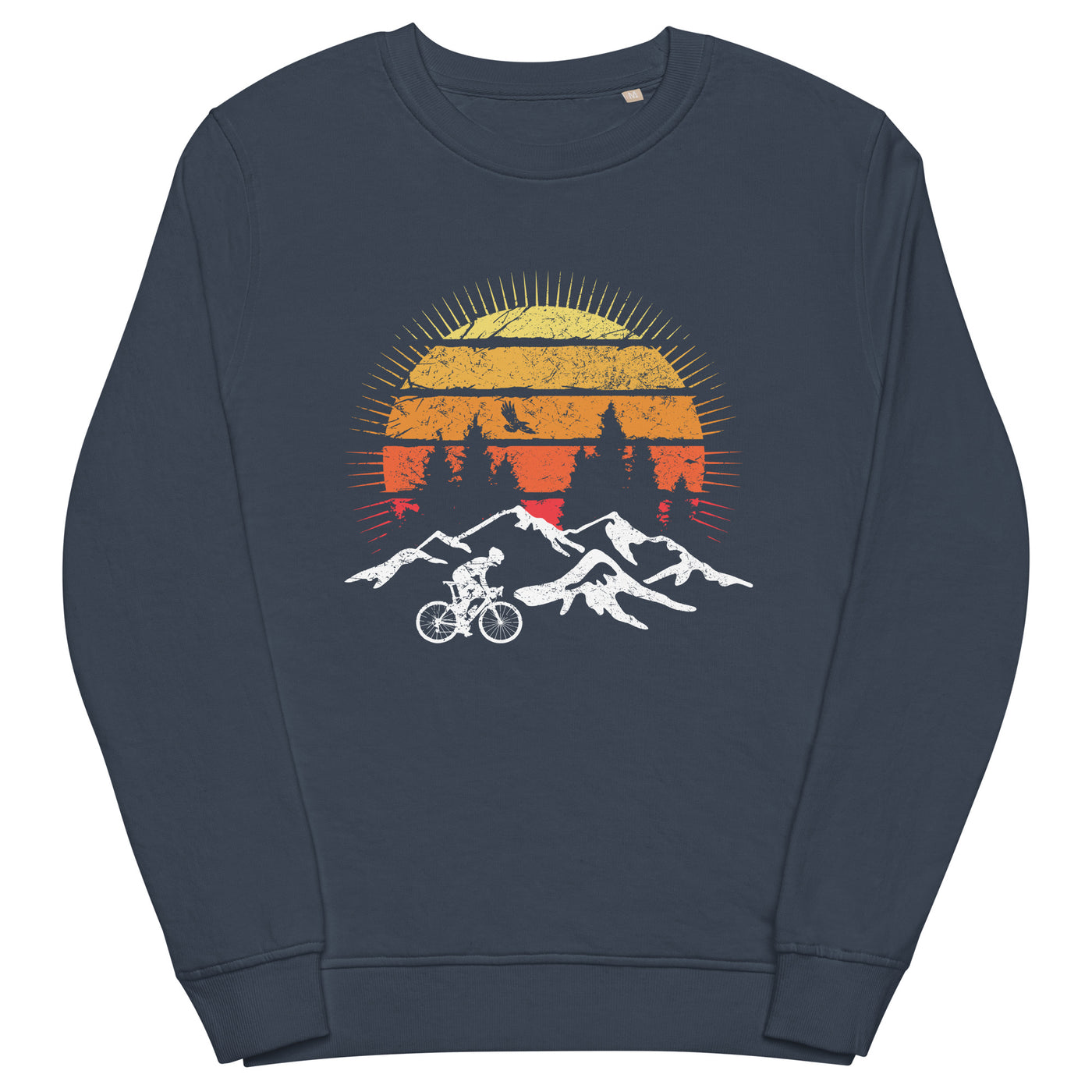 Radfahrer und Sonne Vintage - Unisex Premium Organic Sweatshirt fahrrad mountainbike Navyblau