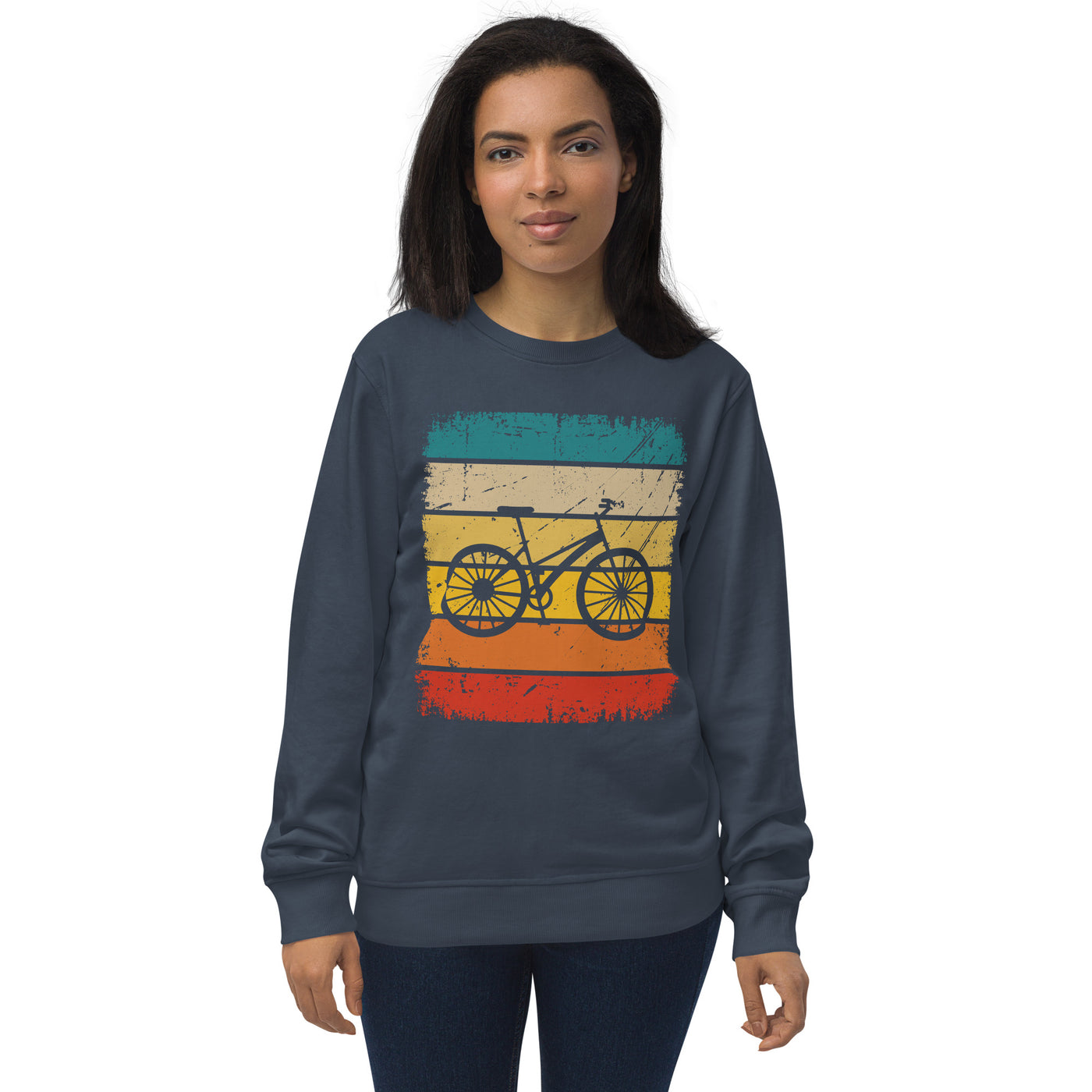 Vintage Square and Cycling - Unisex Premium Organic Sweatshirt fahrrad Navyblau