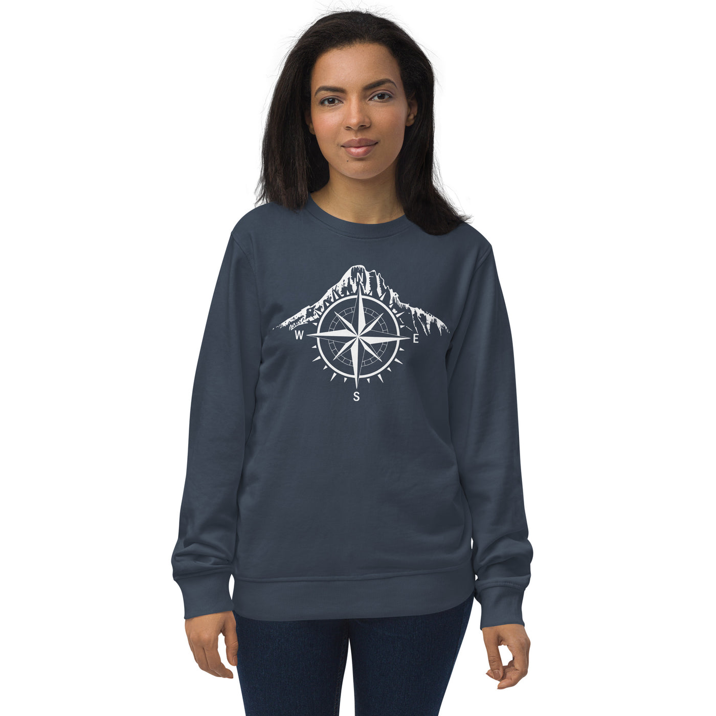 Compass - Mountain - Unisex Premium Organic Sweatshirt berge Navyblau