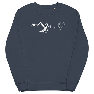 Heart - Heartbeat - Mountain - Skiing - Unisex Premium Organic Sweatshirt ski Navyblau