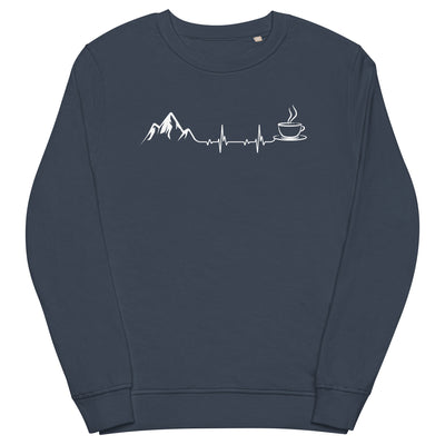 Herzschlag - Berge und Kaffee - Unisex Premium Organic Sweatshirt berge wandern Navyblau