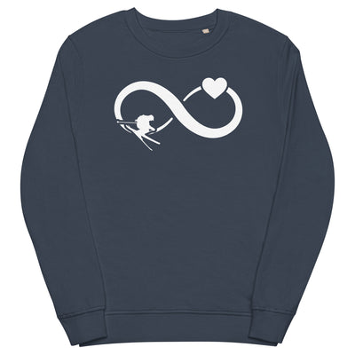 Infinity Heart and Skiing - Unisex Premium Organic Sweatshirt klettern ski xxx yyy zzz French Navy