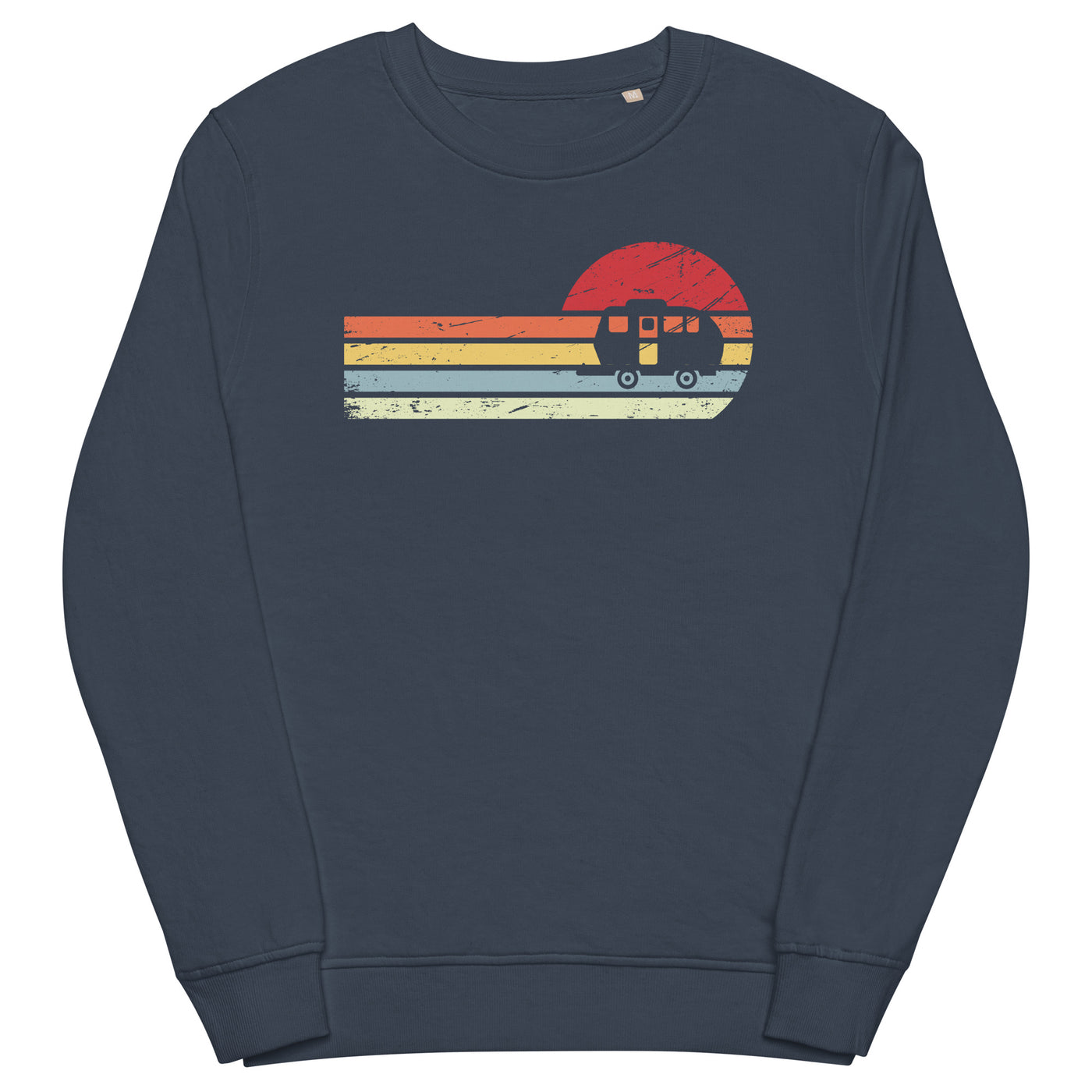 Sonne und Retro Linies - Camping Caravan - Unisex Premium Organic Sweatshirt camping xxx yyy zzz French Navy