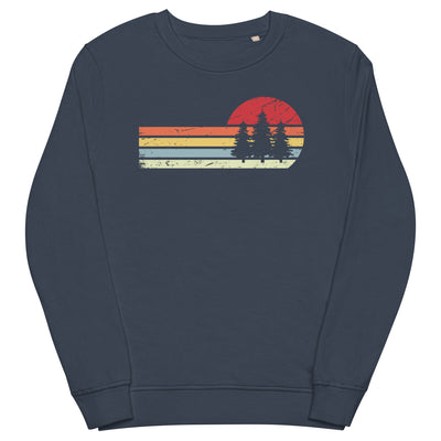 Sonne und Retro Linies - Bäume - Unisex Premium Organic Sweatshirt camping xxx yyy zzz French Navy