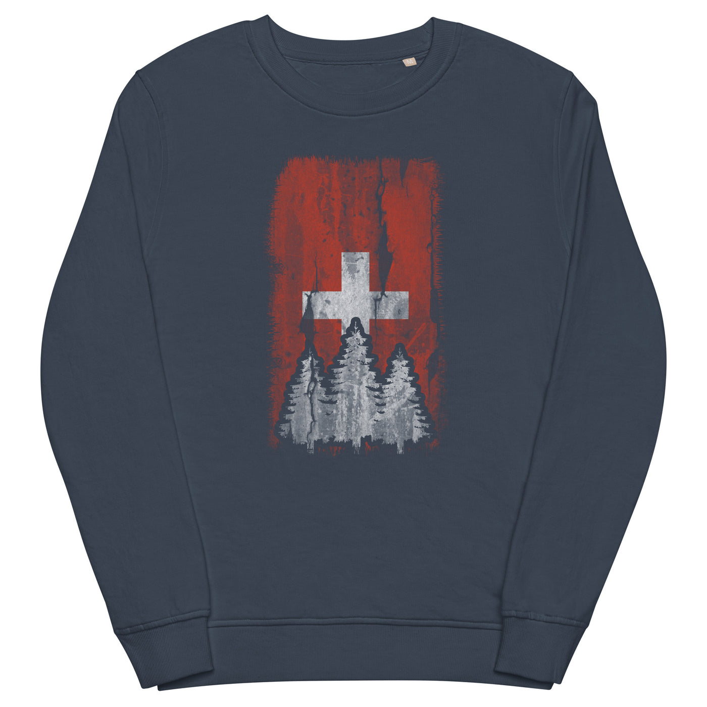 Schweizer Flagge und Baum - Unisex Premium Organic Sweatshirt camping xxx yyy zzz French Navy