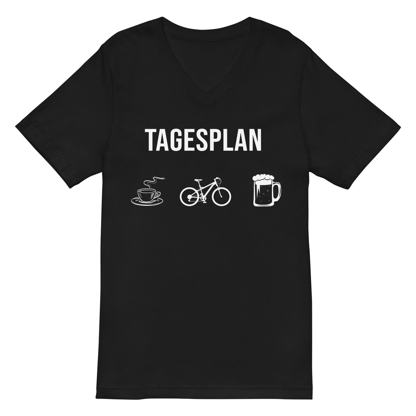 Tagesplan Kaffee, Fahrrad und Bier - Herren V-Neck Shirt fahrrad mountainbike 2XL