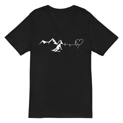 Heart - Heartbeat - Mountain - Skiing - Herren V-Neck Shirt ski 2XL
