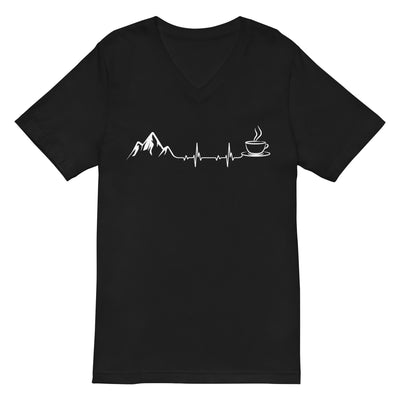 Herzschlag - Berge und Kaffee - Herren V-Neck Shirt berge wandern 2XL