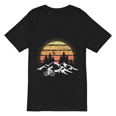 Radfahrer und Sonne Vintage - Herren V-Neck Shirt fahrrad mountainbike 2XL
