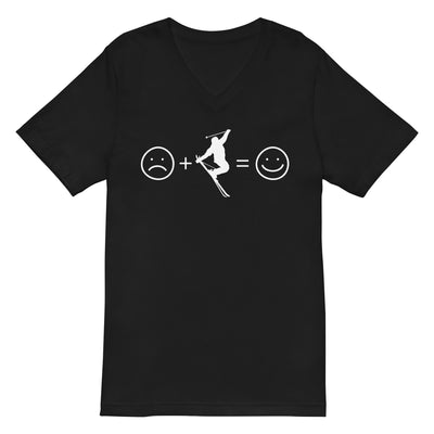 Lächelndes Gesicht und Skifahren - Herren V-Neck Shirt klettern ski xxx yyy zzz 2XL