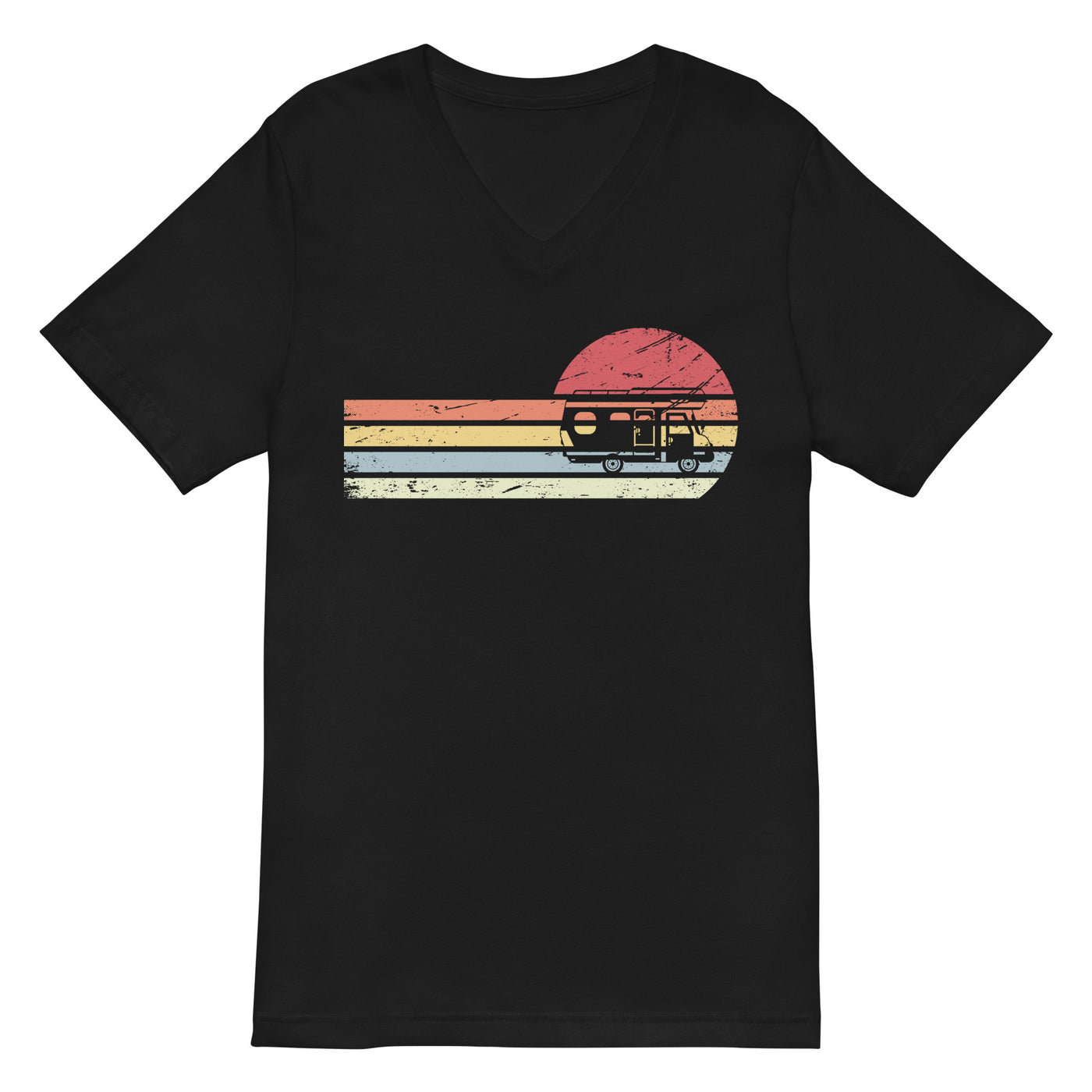 Sonne und Retro Linies - Camping Van - (C) - Unisex V-Neck Tee | Bella + Canvas 3005 xxx yyy zzz 2XL