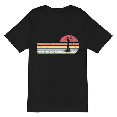 Sonne und Retro Linies - Frau Skifahren - - Unisex V-Neck Tee | Bella + Canvas 3005 klettern ski xxx yyy zzz 2XL