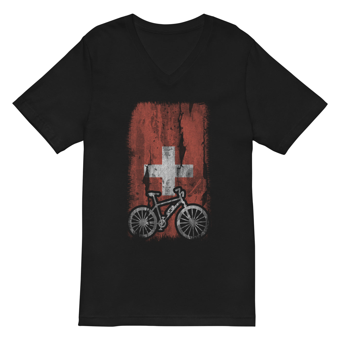 Schweizer Flagge und Ebike - Herren V-Neck Shirt e-bike xxx yyy zzz 2XL