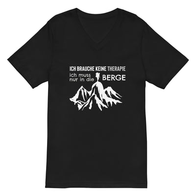 Therapie Ich muss nur in die Berge - (B.W) - Herren V-Neck Shirt berge wandern xxx yyy zzz 2XL