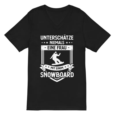 Unterschatze Niemals Eine Frau Mit Einem Snowboard - Herren V-Neck Shirt snowboarden xxx yyy zzz 2XL