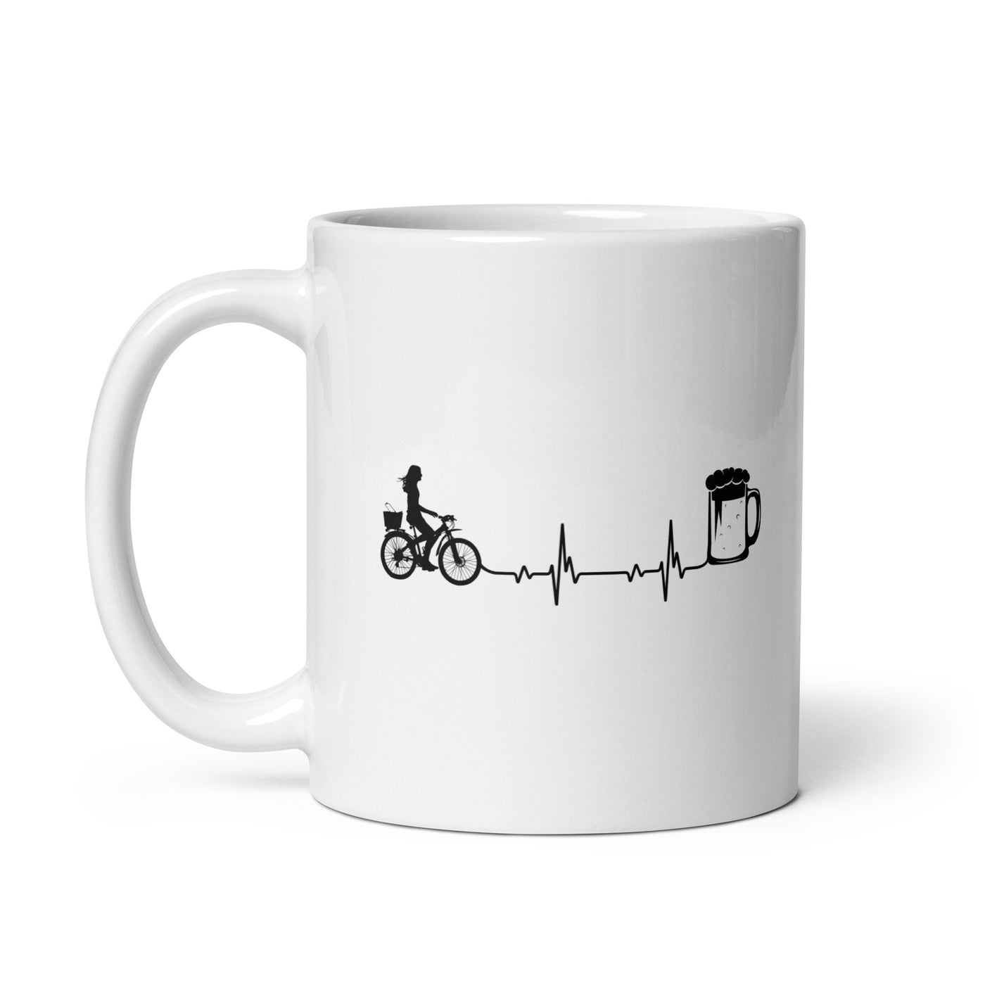 Heartbeat Beer And Cycling - Tasse fahrrad 11oz