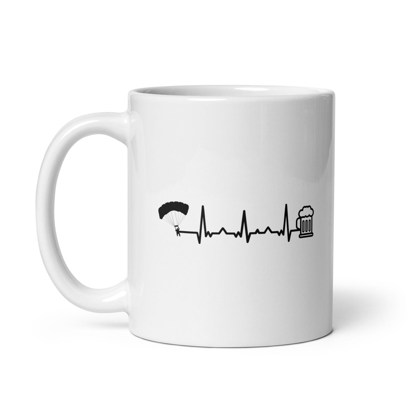 Heartbeat Beer And Paragliding - Tasse berge 11oz