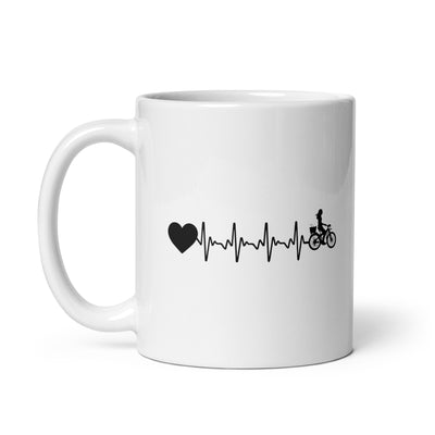 Heartbeat Heart And Cycling - Tasse fahrrad 11oz